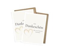 WBdesignz Juego de 2 tarjetas de agradecimiento modernas con sobres, un agradecimiento que viene del corazón, tarjetas para dar las gracias, para mujeres, hombres, colegas, deseos con corazón (DIN A6)
