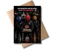 WBdesignz Mafia Frutas Tarjeta de Cumpleaños con Sobre - Divertida Tarjeta de Cumpleaños con Figuras de Frutas Dragón Piña Arándanos - Sigue leyendo - Para colegas, hombres, amigos (DIN A6)