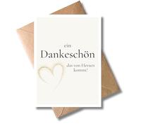 WBdesignz Moderna tarjeta de agradecimiento con sobre - Un agradecimiento que viene de corazón - Tarjeta de felicitación minimalista gracias para mujeres, hombres, colegas - queridos deseos (DIN A6)