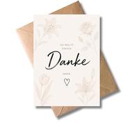 WBdesignz Tarjeta de agradecimiento con texto en alemán "ich wollte einfach Danke sagen." mit Umschlag - Herz & Blumen - Liebevolle Danksagung Karte für Freunde Kollegen & Familie - Dankeschön