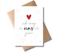 WBdesignz Tarjeta de amor minimalista con sobre - Me gusta nosotros dos - Diseño romántico de corazón - Relación asociación - Tarjeta de amor para parejas pareja pareja - Aniversario Día de San