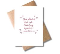 WBdesignz Tarjeta de boda y de repente suena romántico de por vida - moderna tarjeta de felicitación para boda, compromiso - Tarjeta de felicitación con sobre y diseño de corazón (DIN A6)