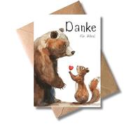 WBdesignz Tarjeta de cumpleaños con sobre - Gracias oso ardilla