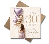 WBdesignz Tarjeta de cumpleaños para hija con sobre - to a beautiful daughter - Tarjeta de felicitación para 30 cumpleaños - 30 años - Happy Birthday - La mujer se vuelve treinta (125 x 125 mm)
