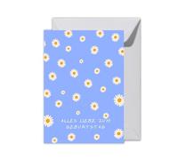 WBdesignz Tarjeta de cumpleaños XXL "Alles Liebe zum Geburtstag" con sobre, tarjeta plegable con flores y margaritas, tarjeta de felicitación para amigas, amigos, familiares y colegas (XXL, DIN A4)