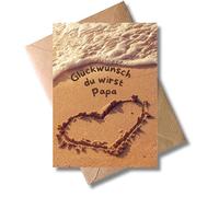 WBdesignz Tarjeta de embarazo moderna - Felicitaciones con sobre y corazón, diseño de playa para la pronunciación del embarazo, amigo o hombre (DIN A6)