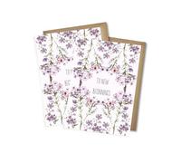 WBdesignz Tarjeta de felicitación con texto en inglés "To New Beginnings" - Tarjeta floral para un nuevo comienzo, reinicio, despedida, jubilación o nuevo capítulo, diseño elegante con flores, incluye
