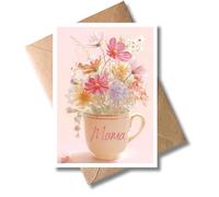 WBdesignz Tarjeta de felicitación para el día de la madre con sobre, romántica, rosa con flores, tarjeta de regalo para el día de la madre (DIN A6)