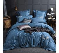 WBDWWTD 100% Cotton Double Duvet Covers Set Grey, Bedding Set Double Bed White, Embroidery Bedding Set Duvet Covers Twin Double King Size Quilt Cover 220×240cm Flat Sheet Pillowcases Purple Blue Red