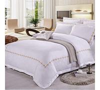 WBDWWTD 100% Cotton Embroidery Home Hotel Bedding Set, White Satin Duvet Cover Sets Vintage Style Bed Linen Bedclothes,Beddingset2,200 * 230CM