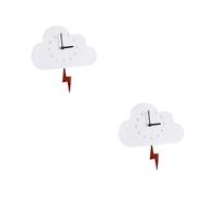 WBDWWTD 2 Pcs Wooden Cloud Wall Clock Room Small Wall Clock Digital Clock Clocks White Acrylic
