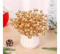 WBDWWTD 20/1PCS Christmas Red Berries Ornament Artificial Foam Berry Flower Branches Wreath Xmas Tree Wedding Party Home Decoration-Gold-1PC