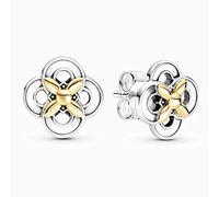 WBDWWTD 2026 Primavera Pendientes de Flor de Dos Tonos para Mujer 925 Plata Se Adapta a Pulseras Charm Joyería de