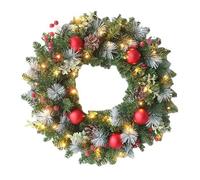 WBDWWTD 20CM Christmas Wreath Artificial Pinecone Red Berry Front Hanging Wall Garland Door Xmas Decorations Ornaments Tree -B
