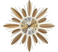 WBDWWTD 26 Inch Creative Flower-Shaped Metal Wall Clock, Silent Battery Operated Light Luxury Decorative Quartz Clock, for Living Room Bedroom Kitchen