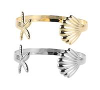 WBDWWTD 2pcs Boho Cuff Open Gold Plated Metal Ladies Beach Accessory for Women Bohemian Bracelet Sea Jewelry Tropical Bangle