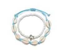 WBDWWTD 2Pcs Creative Vintage Anklet with Shell Beads Ankle Chain for Women Beach Anklets Jewelry Decoration Chic Foot Accessories