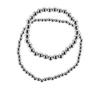 WBDWWTD 2pcs Steel Bead Bracelet Set Adjustable 6mm Titanium-Plated Beaded Jewelry Stackable Bracelets Women Girls for Everyday Wear