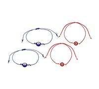 WBDWWTD 4pcs Turkish Evil Eye Braided Rope Bracelet Adjustable Wrist Cord Beads Pendant 12x0.6cm Good Luck Charm for Home and Office Decor Random Colour