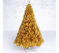 WBDWWTD 6FT Premium Spruce Hinged Artificial Christmas Tree,Golden Decoration Unlit Christmas Treet Metal Stand,Holiday Decor Easy Assembly The New (Golden 6ft(180cm))