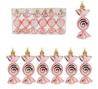 WBDWWTD 6Pcs Christmas Pendant Electroplating Candy Xmas Christmas Tree Ornaments New Year Home Decor Gift-Rose Gold Candy A