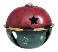 WBDWWTD 8cm Retro Christmas Metal Jingle Bell with Hemp Rope Pendant For Christmas Tree Ornament Decoration Fashion Accessories-1,France