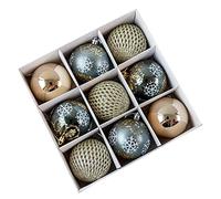 WBDWWTD 9pcs 8cm Christmas Baubles Xmas Hanging Ornaments for New Year Christmas (Color : Red1) (Grayblue) (Red,White)