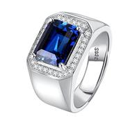 WBDWWTD Anillo de joyería 925 con Piedras Preciosas para Hombre, Anillo de Cambio de Color sólido para joyería de Compromiso de Boda, Azul redimensionable