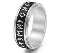 WBDWWTD Anillo Giratorio Luminoso de runas vikingas nórdicas de Acero de Titanio, Accesorio de para Hombre