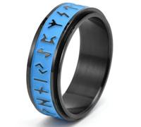 WBDWWTD Anillo Giratorio Luminoso de runas vikingas nórdicas de Acero de Titanio, Accesorio de para Hombre