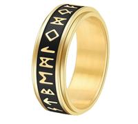 WBDWWTD Anillo Giratorio Luminoso de runas vikingas nórdicas de Acero de Titanio, Accesorio de para Hombre