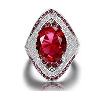 WBDWWTD Anillos de Piedras Preciosas de rubí para Mujer, Anillo de joyería Fina de Boda con circonita de Cristal
