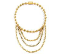 WBDWWTD Ankle Bracelet Gold Plated Curb and Bead Chain Cubic Zirconia Women Anklets Jewelry 28CM