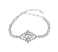WBDWWTD Ankle Bracelet Women Silver/Gold, Cubic Zirconia Tennis Chain with Rhombus Womens Anklets Jewelry 22+10cm