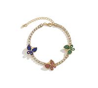 WBDWWTD Ankle Bracelets Anklets for Women Gold Plated Cubic Zirconia Butterflies Foot Chain Jewelry 27CM