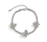 WBDWWTD Ankle Bracelets Anklets for Women Gold Plated Cubic Zirconia Butterflies Foot Chain Jewelry 27CM