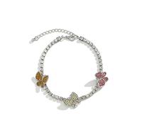 WBDWWTD Ankle Bracelets Anklets for Women Gold Plated Cubic Zirconia Butterflies Foot Chain Jewelry 27CM