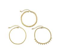 WBDWWTD Ankle Bracelets Bracelet Gold Plated Curb Chain with Stars Pendant Womens Anklet Jewelry 27CM