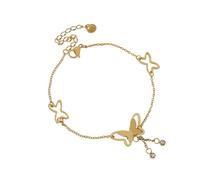 WBDWWTD Anklet Bracelet Stainless Steel, with Butterfly and Cubic Zirconia Women Anklets Jewelry 20+5.5cm