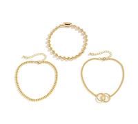 WBDWWTD Anklets Bracelets Ankle Gold Plated for Women Curb and Bead Chain Anklet Bracelet Jewelry 29CM