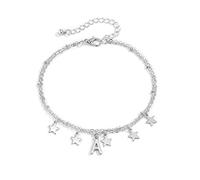 WBDWWTD Anklets Bracelets Gold Plated for Women with Letter A Stars Pendant Ankle Bracelet Jewelry 27CM