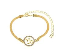 WBDWWTD Anklets for Women Silver/Gold, Capricorn with Cubic Zirconia Foot Jewelry Anklet 20+9.5cm