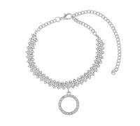 WBDWWTD Anklets Silver/Gold for Women, Cubic Zirconia Tennis Chain with Circle Womens Anklet Jewelry 18+10cm