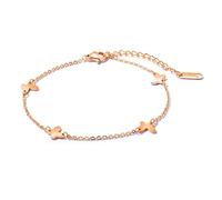 WBDWWTD Anklets Stainless Steel Rose Gold 4 Butterflies Foot Jewelry Anklet Chain 20+4cm