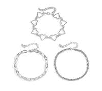 WBDWWTD Beach Ankle Bracelet, Anklet for Women Gold Plated Hollow Hearts Curb Foot Chain Jewelry 27CM