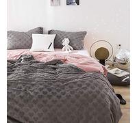 WBDWWTD Bedding Set Double Bed Grey and Pink, Winter Duvet Cover Set, Soft Warm Flannel Thick Warm Fabric Bedding Set Double Duvet Cover Set, 4 Pcs Quilt Cover Sets Blackish Green