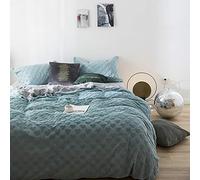 WBDWWTD Bedding Set Double Bed Grey and Pink, Winter Duvet Cover Set, Soft Warm Flannel Thick Warm Fabric Bedding Set Double Duvet Cover Set, 4 Pcs Quilt Cover Sets Blackish Green