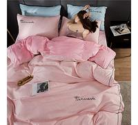 WBDWWTD Bedding Set King Size, Double Duvet Covers Set with Fitted Sheet, Winter Double Duvet Covers Set Bedding Set Double Bed 4 Pcs Quilt Cover Flat Sheet Twin Size Soft Warm Flannel
