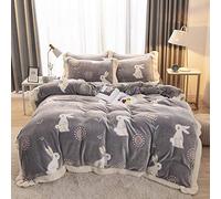 WBDWWTD Bedding Set King Size Floral, Bedding Set Sets Winter Duvet Cover Set Quilt Cover Flat Sheet Soft Warm Flannel Fleece Twin King Double Size Bed Adult Childrens Kids Animal White