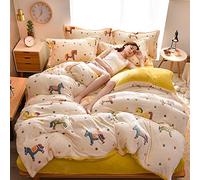 WBDWWTD Bedding Set King Size Floral, Childrens Double Duvet Covers Set, Winter Duvet Cover Set Bedding Set Quilt Cover Sets Flat Sheet Soft Warm Flannel Thick Twin King Double Size